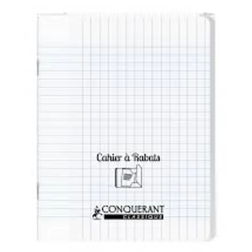Conquérant Classique - Cahier polypro à rabat 24 x 32 cm - 96 pages - petits carreaux (5x5mm) - transparent