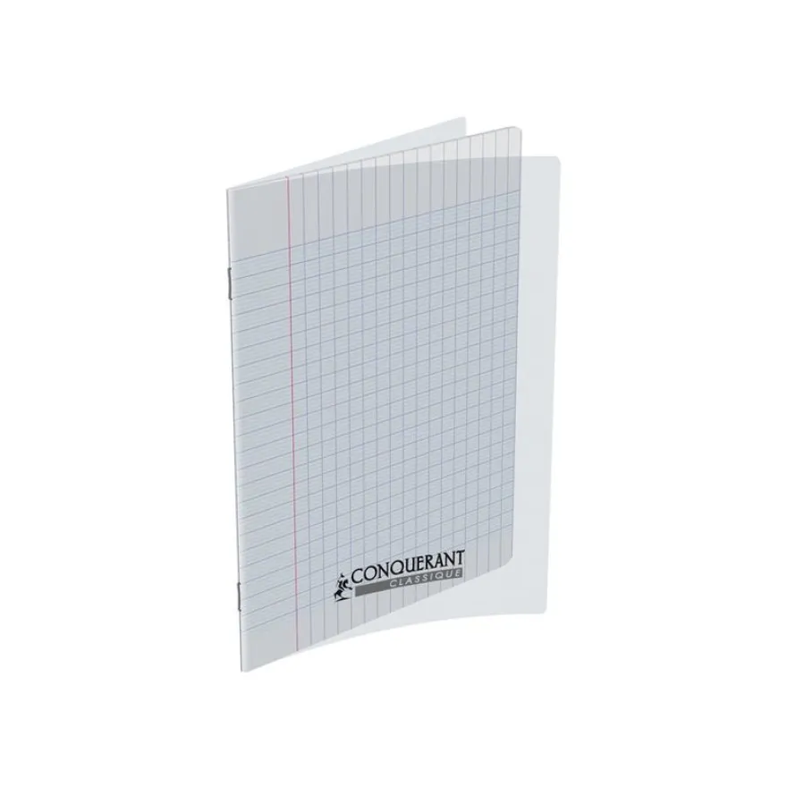 Conquérant Classique - Cahier polypro 17 x 22 cm - 140 pages - grands carreaux (Seyes) - transparent