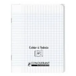 Conquérant Classique - Cahier polypro à rabat 24 x 32 cm - 96 pages - grands carreaux (Seyes) - transparent
