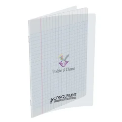 Conquérant Classique - Cahier de poésie et chant 17 x 22 cm - 48 pages - pages blanches et grands carreaux (Seyes) - transparent