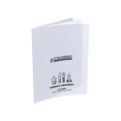 Conquérant Classique - Cahier polypro de travaux pratiques (TP) - 17 x 22 cm - 64 pages - grands carreaux (Seyes)/uni - transparent