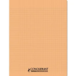 Conquérant Classique - Cahier polypro - 24 x 32 cm - 48 pages - grands carreaux (Seyes) - abricot