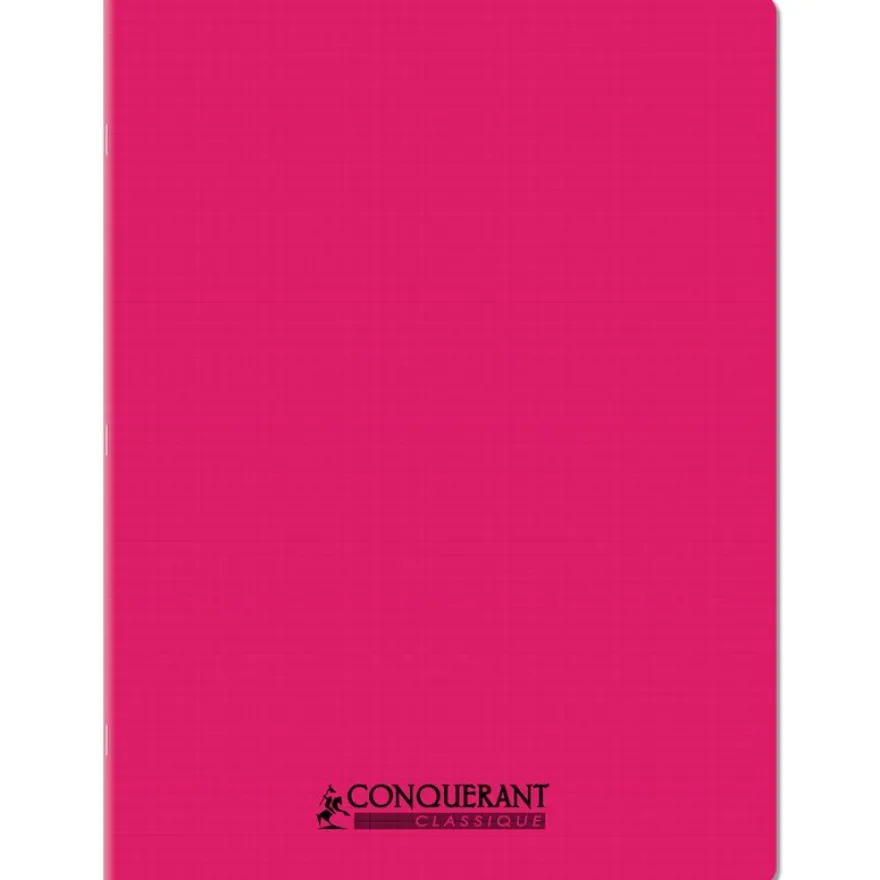 Conquérant Classique - Cahier polypro 24 x 32 cm - 96 pages - petits carreaux (5x5) - Rose