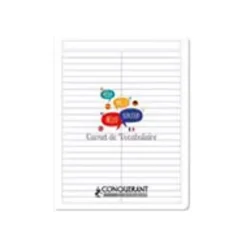Conquérant Classique - Cahier de vocabulaire polypro 17 x 22 cm - 96 pages - réglure spécifique - transparent