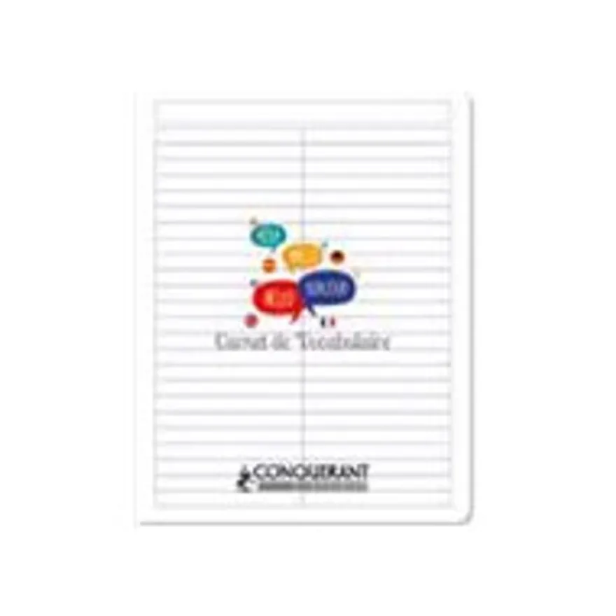 Conquérant Classique - Cahier de vocabulaire polypro 17 x 22 cm - 96 pages - réglure spécifique - transparent
