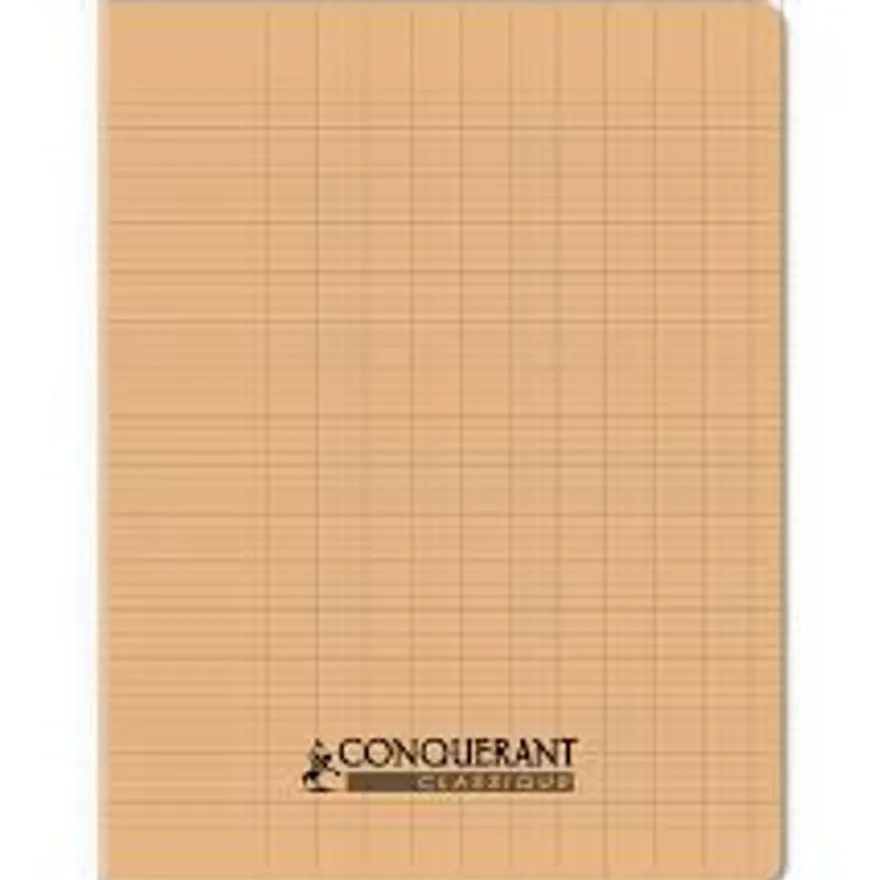 Conquérant Classique - Cahier polypro 17 x 22 cm - 96 pages - grands carreaux (Seyes) - abricot