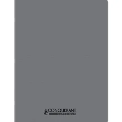Conquérant Classique - Cahier polypro 24 x 32 cm - 96 pages - petits carreaux (5x5) - Gris
