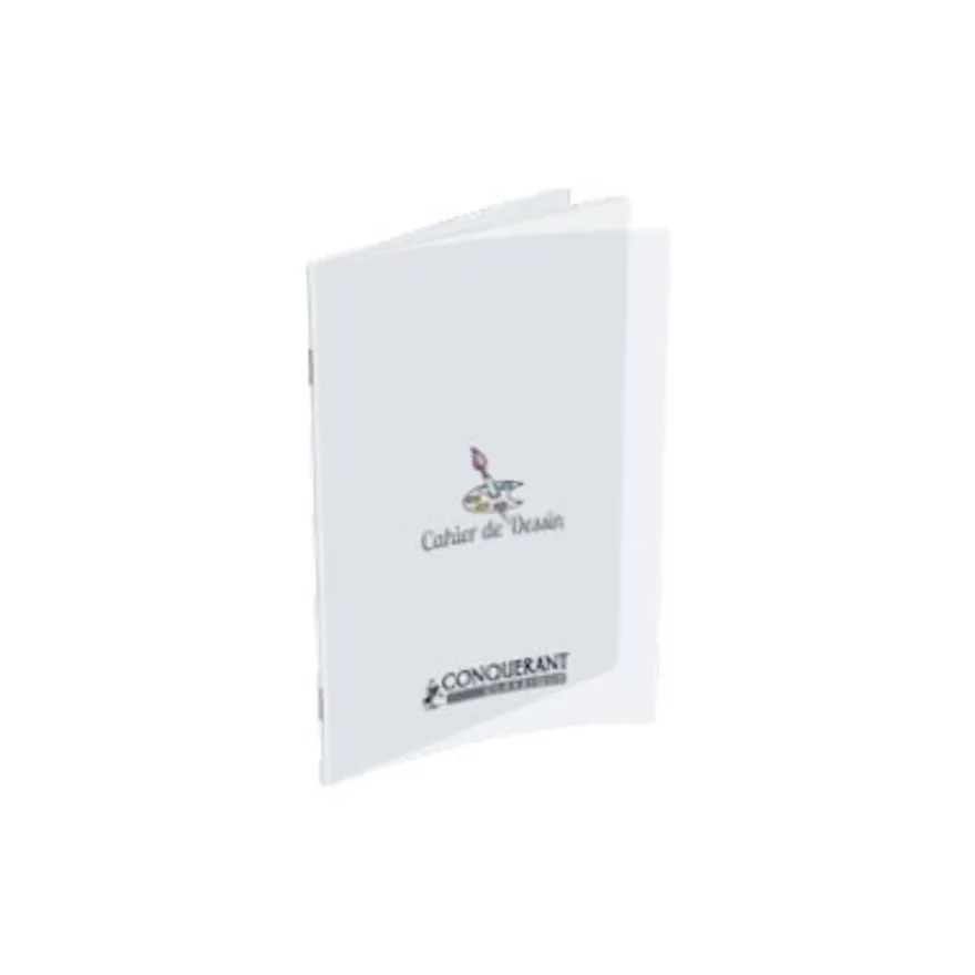 Conquérant Classique - Cahier de dessin polypro 24 x 32 cm - 96 pages blanches - transparent