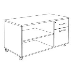 Console mobile EXPRIM/LOFTER/LEVEL - L120 x H63 x P60 cm - 2 tiroirs dont 1 DS - coté anthracite - finition façade et dessus imitation Chêne clair