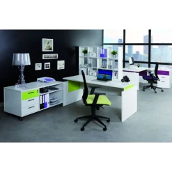 Console mobile INEO JET UP Bureau Vallée - L100 X H63 X P60 cm - 2 tiroirs dont 1 personnalisable en option - Finition imitation Chêne clair