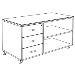 Console mobile KHEOPS - L120XP60XH66 cm - 3 tiroirs - structure carbone - finition imitation noyer