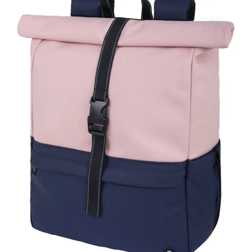 Cork - sac à dos ordinateur roll-top 15,6'' - rose et marine