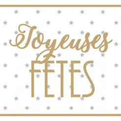 Créastyl Fantasie - 500 Étiquettes Joyeuses Fêtes - 35 x 40 mm - blanc/or