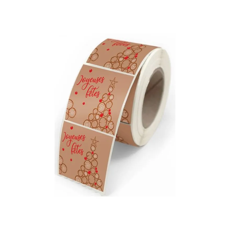 Créastyl Woody et Célébration - Étiquettes cadeau "joyeuses fêtes" - 4 cm x 3.5 cm