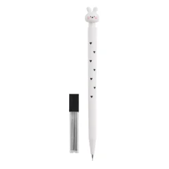 Crayon mécanique 0,5 mm 2B Back2Fun - motif lapin décoré de cœurs - avec recharge 12 mines