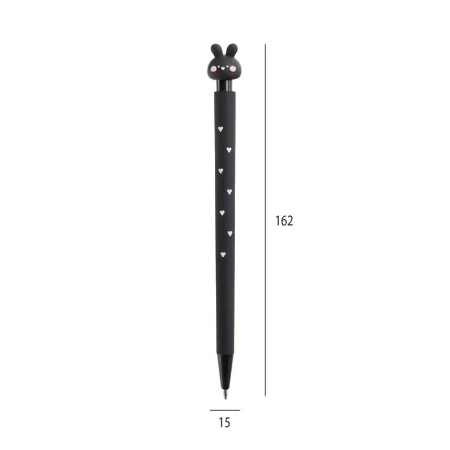 Crayon mécanique Back2Fun 0,5 mm 2B - motif lapin noir décoré de cœurs - recharge de 12 mines.