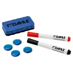 DAHLE - Kit d’effaçage comprenant 1 brosse magnétique + 4 aimants 30 mm + 2 marqueurs