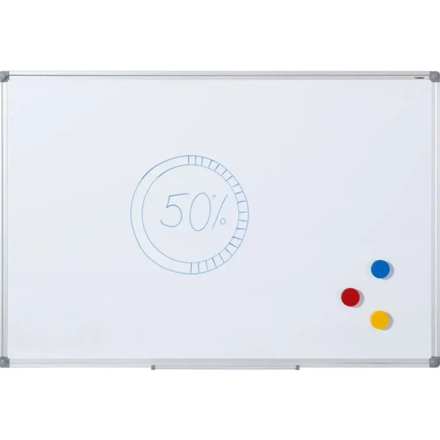 DAHLE - Tableau blanc laqué 60 x 90 cm - magnétique - cadre alu renforcé