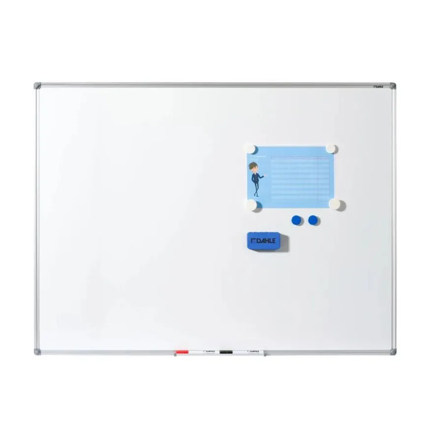 DAHLE - Tableau blanc laqué 100 x 200 cm - magnétique - cadre alu renforcé