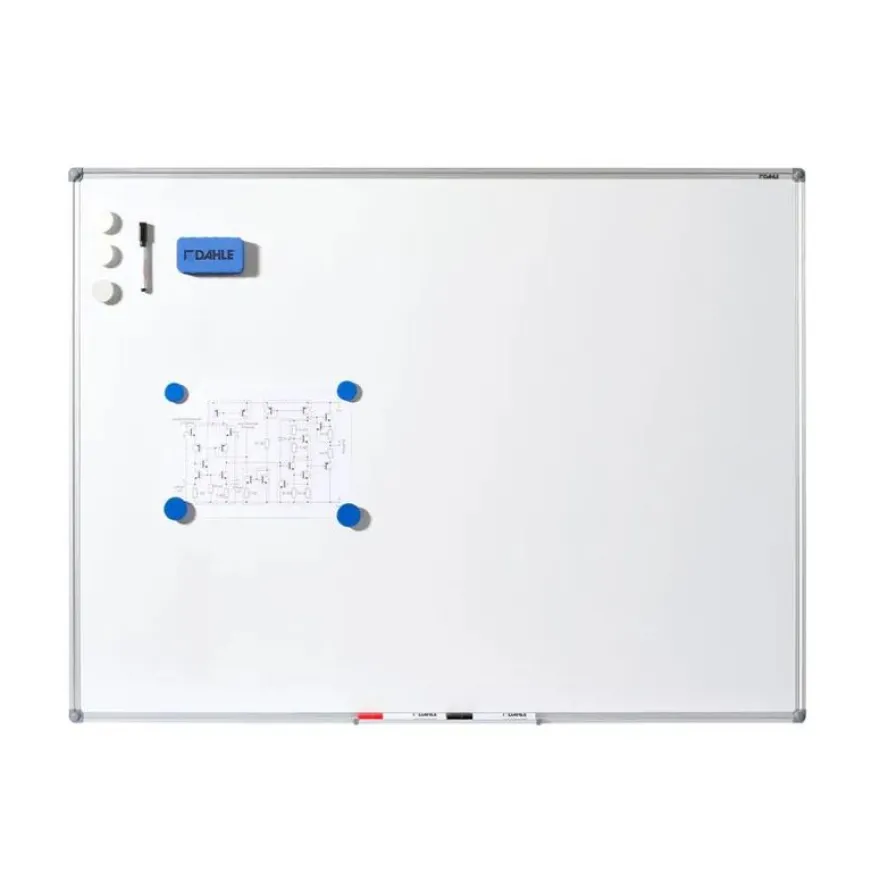 DAHLE - Tableau blanc laqué 100 x 200 cm - magnétique - cadre alu renforcé