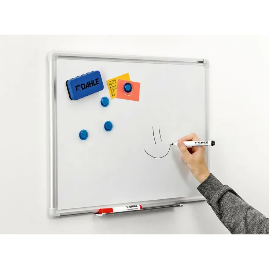 DAHLE - Tableau blanc laqué 90 x 120 cm - magnétique - cadre alu renforcé