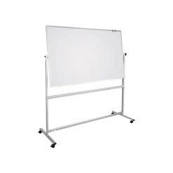 DAHLE - Tableau pivotant blanc laqué - 2 côtés magnétiques - 100 x 150 cm - 4 roues