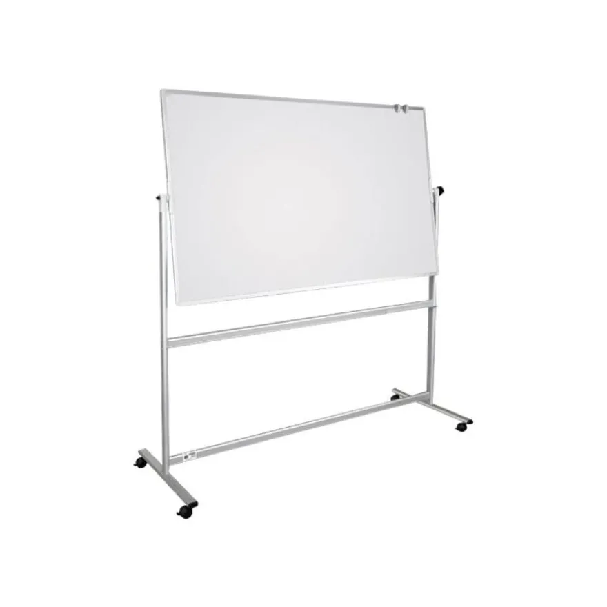 DAHLE - Tableau pivotant blanc laqué - 2 côtés magnétiques - 100 x 150 cm - 4 roues