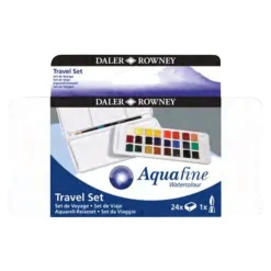 Daler-Rowney Aquafine - Peinture extra fine 24 demi-godets - couleurs assorties (set de voyage)