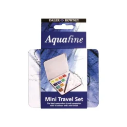 Daler-Rowney Aquafine - Peinture super fine 10 demi-godets avec pinceau et palette - couleurs assorties