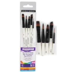 Daler-Rowney Graduate - Pack de 5 pinceaux synthétiques - plat, ombreur biseauté, nuanceur de ciseau - taille : 4, 8, 3/8, 1/4