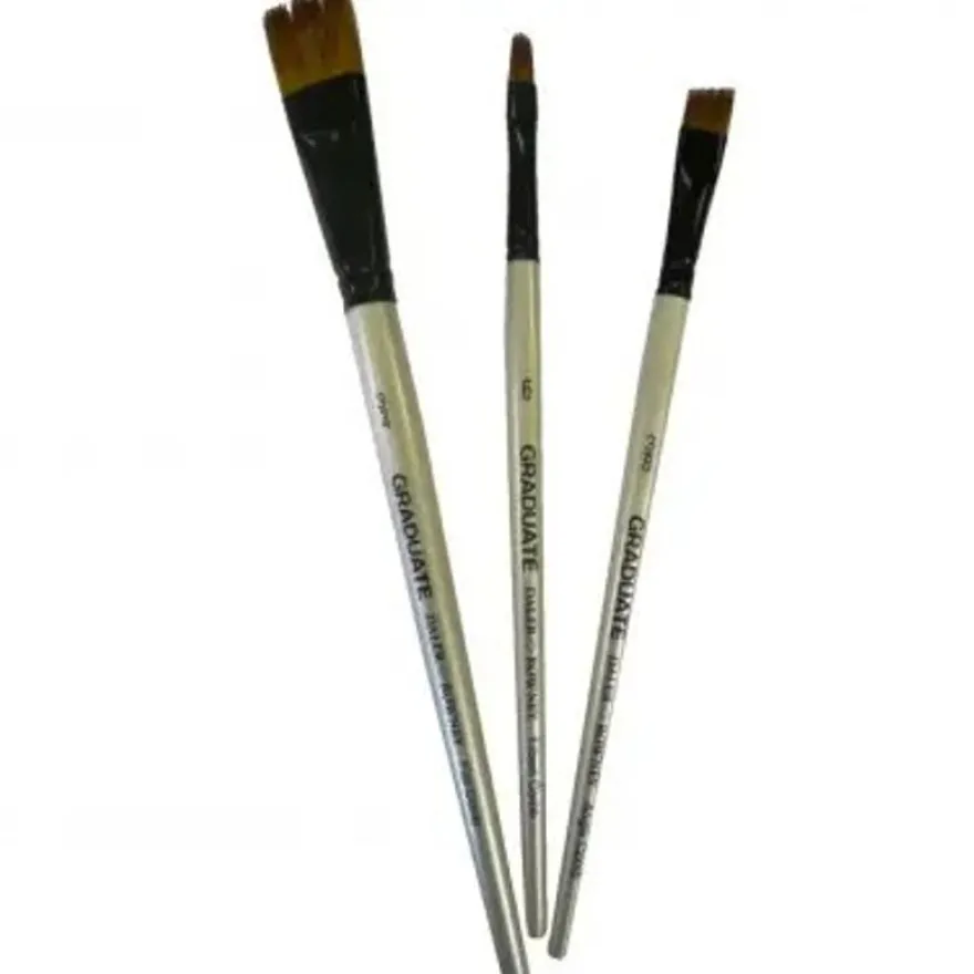 Daler-Rowney Graduate - Pack de 3 pinceaux synthétiques - peigne plat, peigne Filbert, peigne d'angle - taille : 6, 3/8, 3/4