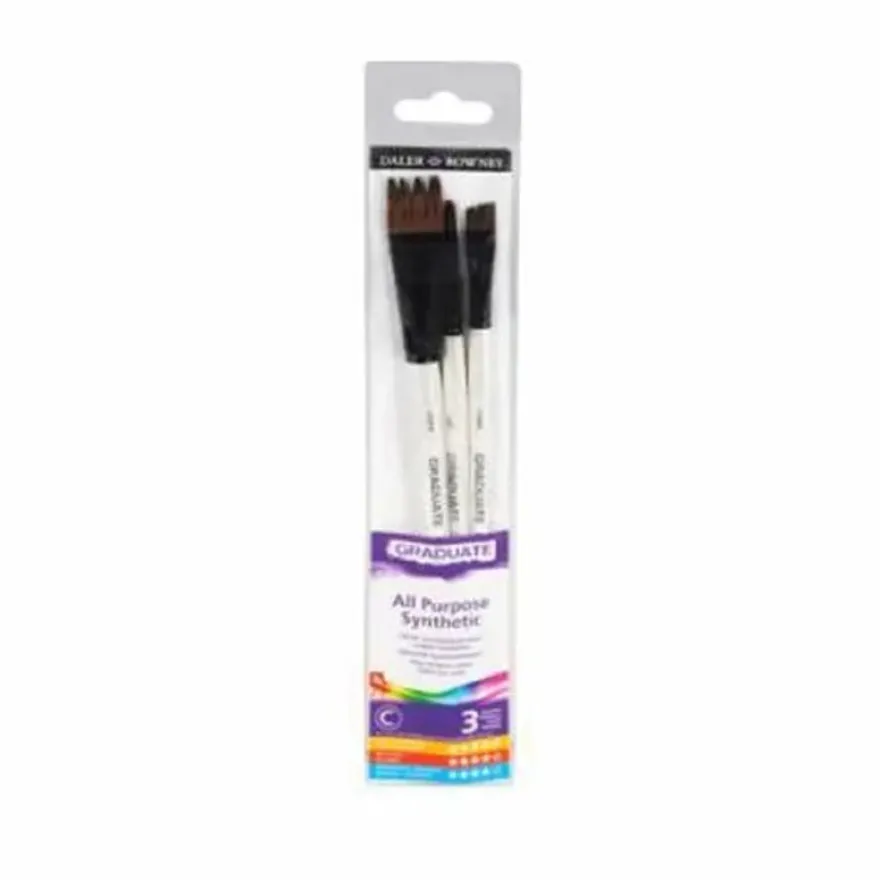 Daler-Rowney Graduate - Pack de 3 pinceaux synthétiques - peigne plat, peigne Filbert, peigne d'angle - taille : 6, 3/8, 3/4