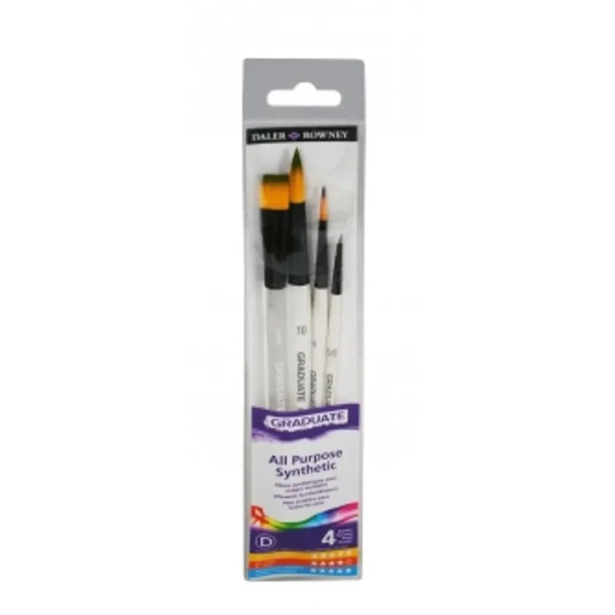 Daler-Rowney Graduate - Pack de 4 pinceaux ronds - poil synthétique
