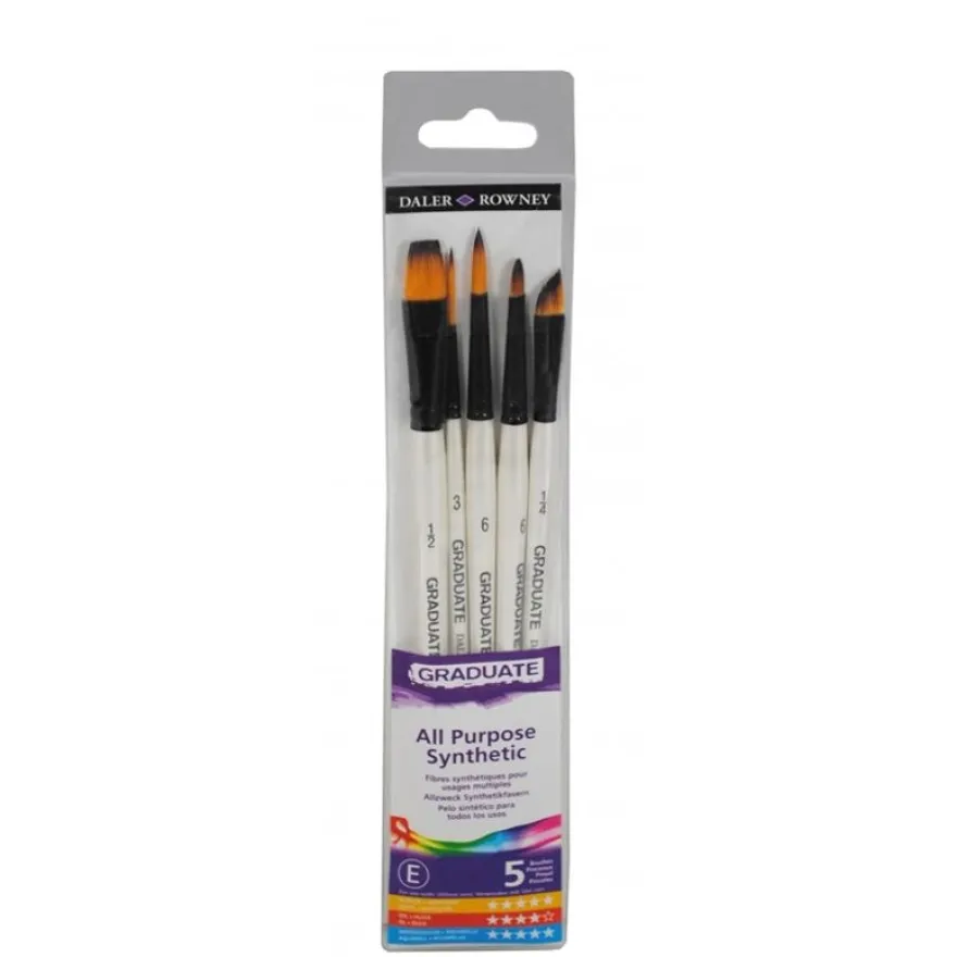 Daler-Rowney Graduate - Pack de 5 pinceaux synthétiques pour aquarelle