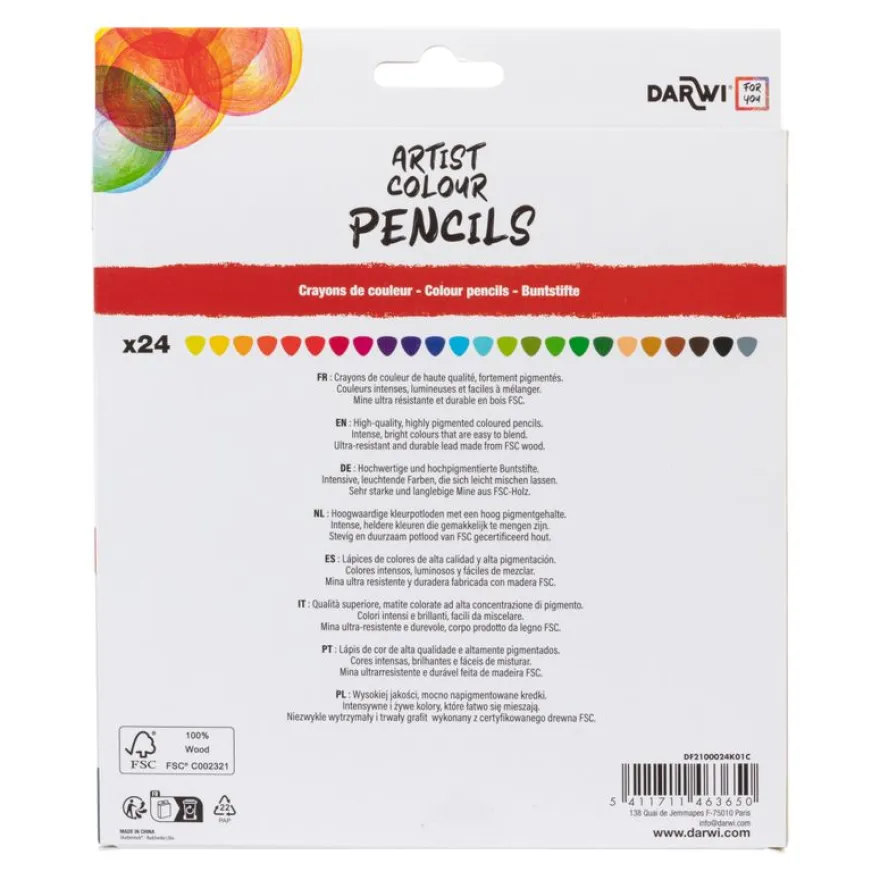 Darwi For You - Boite de 24 crayons de couleur Beaux-Arts