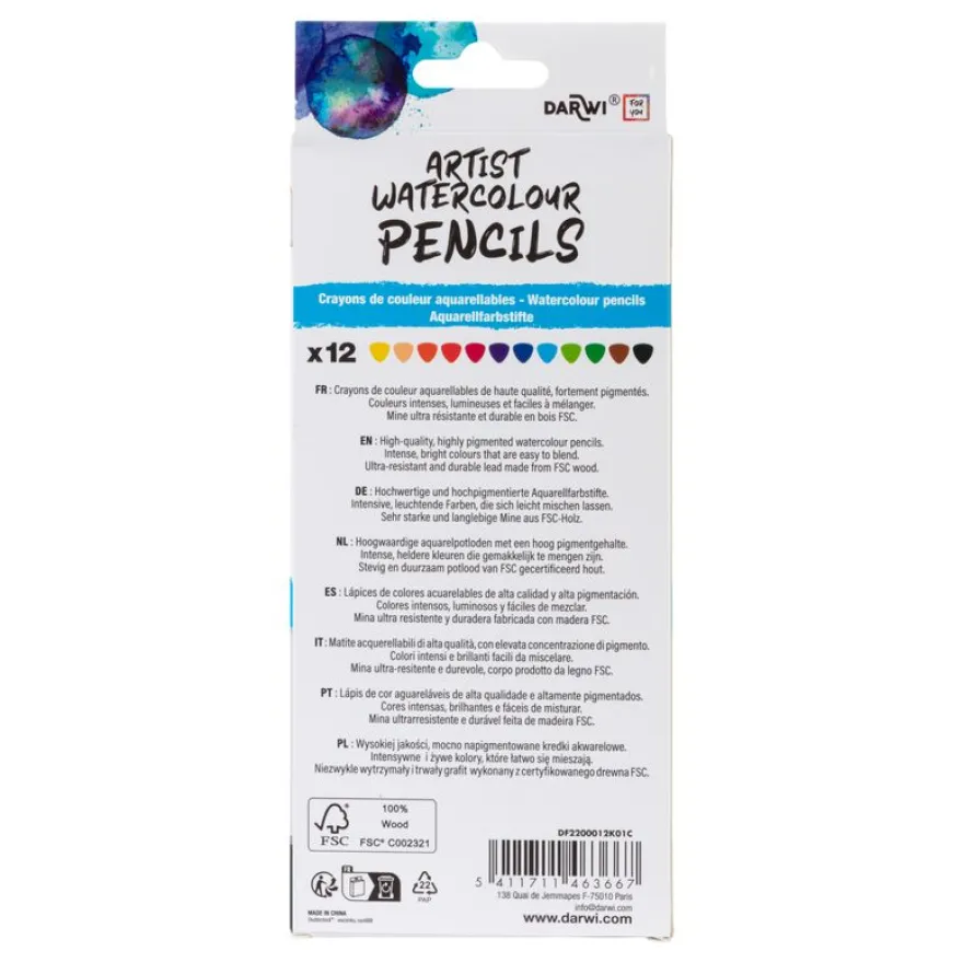 Darwi For You - Boite de 12 crayons de couleur aquarellables
