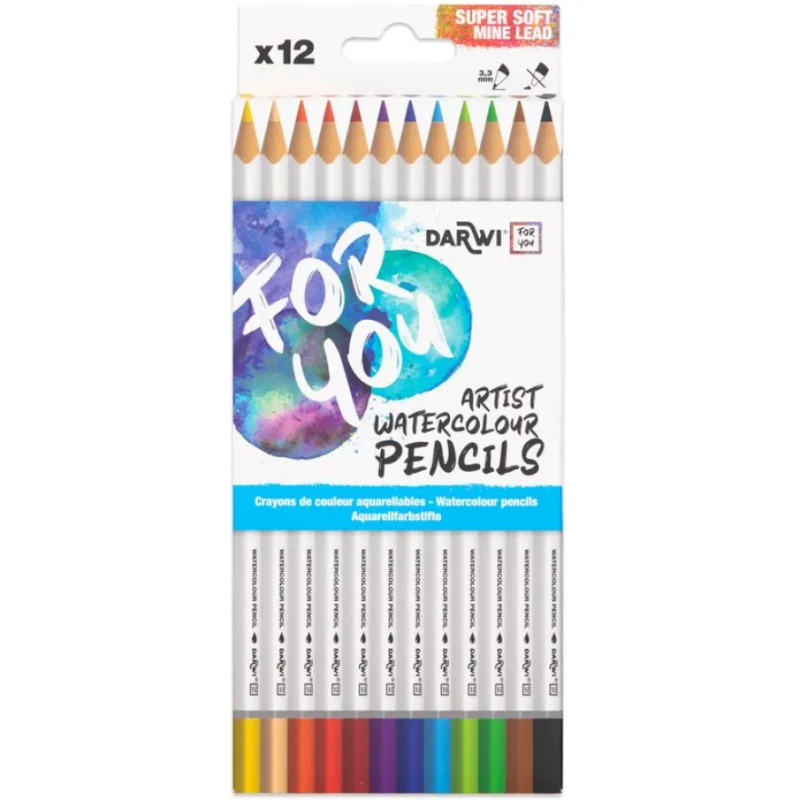 Darwi For You - Boite de 12 crayons de couleur aquarellables