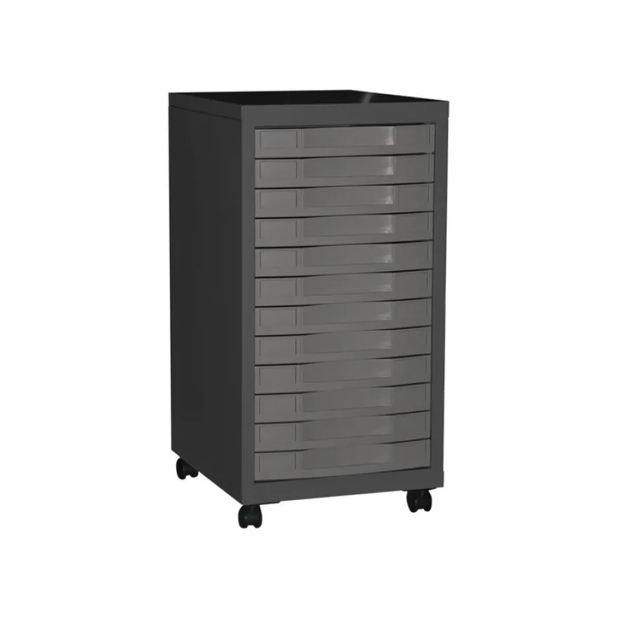 Desserte de rangement 12 tiroirs - anthracite/taupe