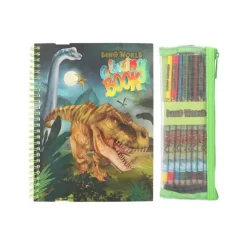 Dino World - livre à colorier (relié par spirale) - avec coloured pencils
