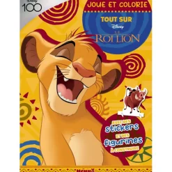 Disney 100 Le Roi Lion - Joue et colorie - Tout sur Simba - Livre de coloriage et jeux avec stickers et figurines - Dès 4 ans