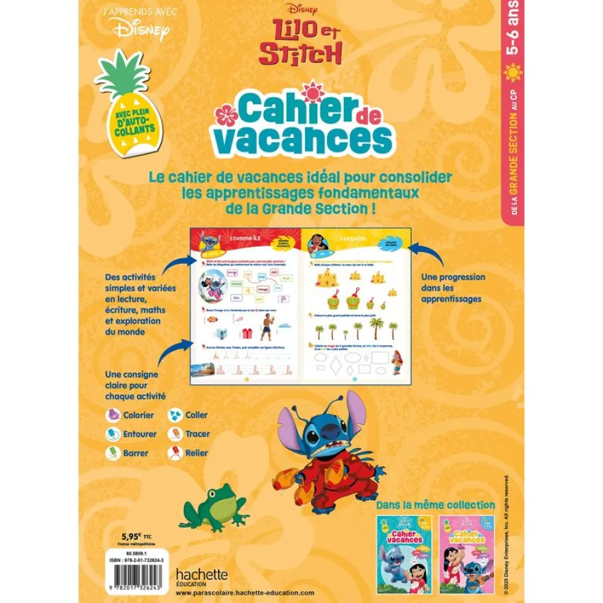 Disney - Lilo et Stitch - De la Grande Section au CP - Cahier de vacances