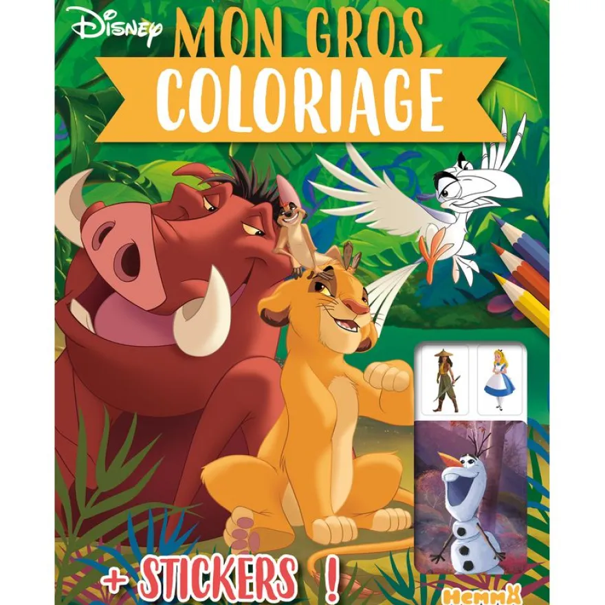 DISNEY - MON GROS COLORIAGE + STICKERS ! (SIMBA, PUMBAA ET ZAZU)