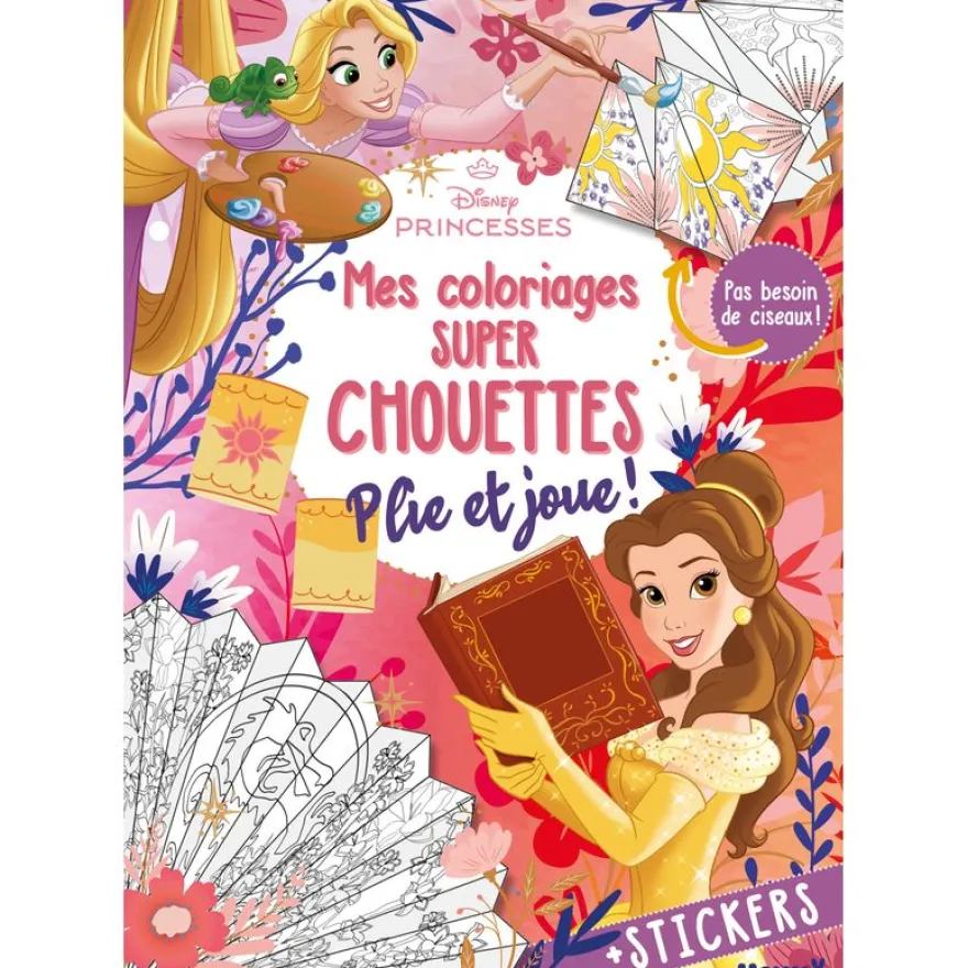 Disney Princesses - Mes coloriages super chouettes - Plie et joue ! - Livre de coloriage et pliage sans ciseaux - Dès 5 ans