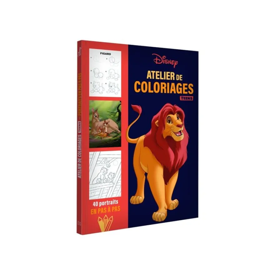 DISNEY TEENS - Atelier de coloriages - Portraits en pas à pas - livre à colorier