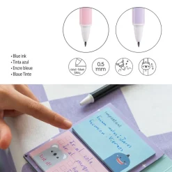 Duo de stylos effaçables bleus 0,5 mm Back2Fun - têtes chat et tigre - design kawai