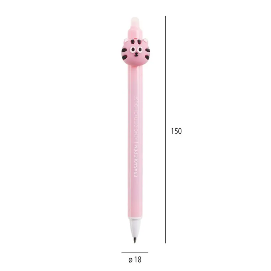 Duo de stylos effaçables bleus 0,5 mm Back2Fun - têtes chat et tigre - design kawai