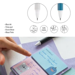 Duo de stylos effaçables panda et ours Back2Fun - encre bleue et pointe 0,5 mm - design mignon