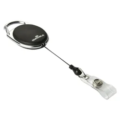 Durable - 10 Enrouleurs de badge - bouton pression clip - noir