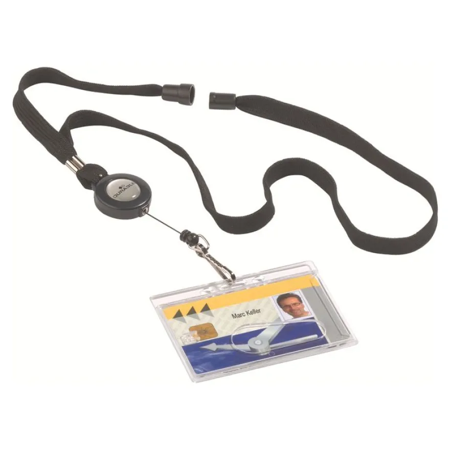 Durable - 10 Lacets pour badge - cordon enrouleur - noir