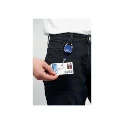 Durable - Enrouleur mousqueton de badge - bleu